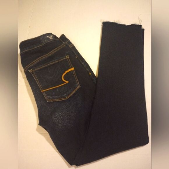 American eagle skinny super stretch frayed hem jeans - Picture 1 of 13